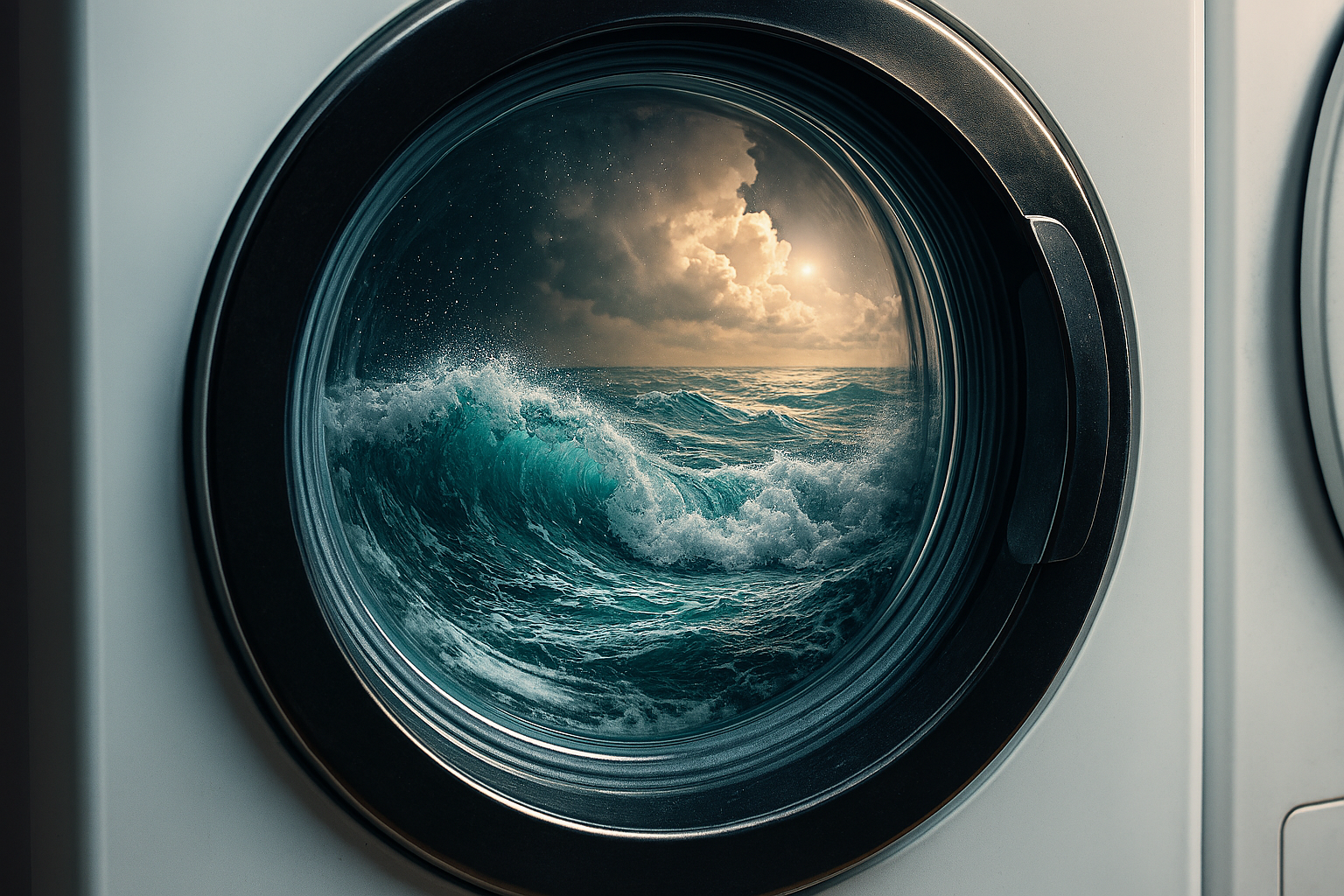 Washing machine with ocean waves inside